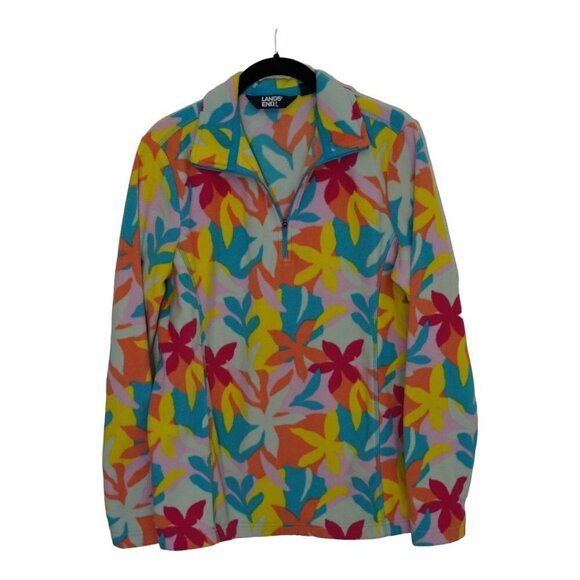 EUC Land's End Women's Fleece Women's Fleece Quarter Zip Pullover Print Size M ( - Picture 1 of 7